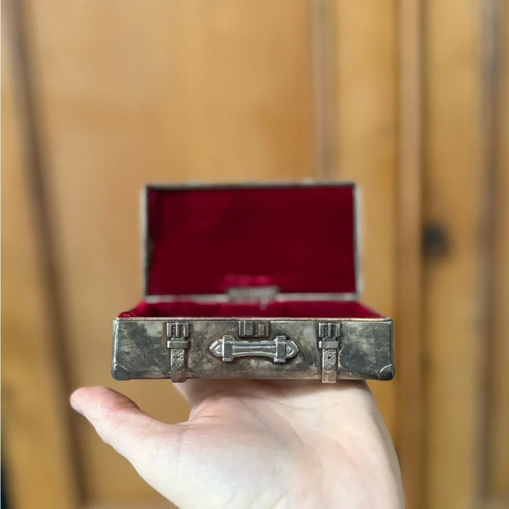 GODINGER 1991 silver plated Metal Suitcase Style Keepsake trinket box